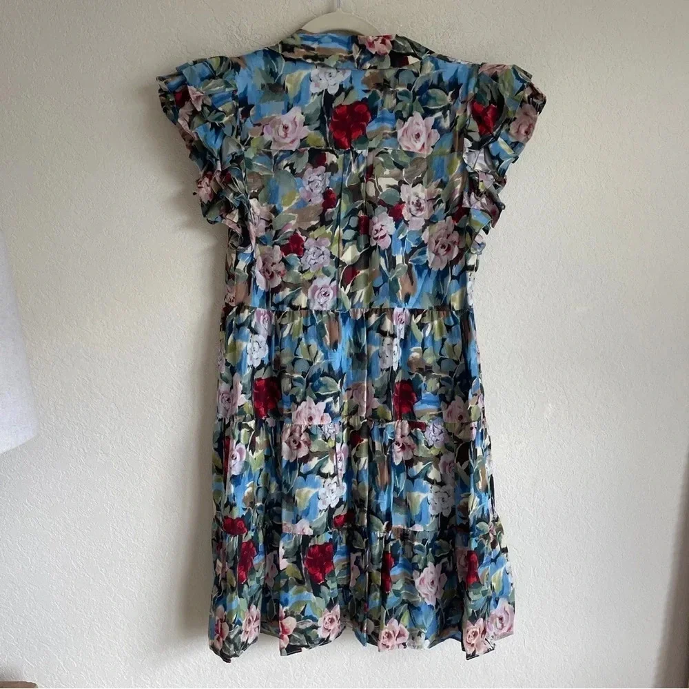 Alice + Olivia Meeko Breeze Floral Ruffled Mini Dress Button Down - Picture 5 of 5